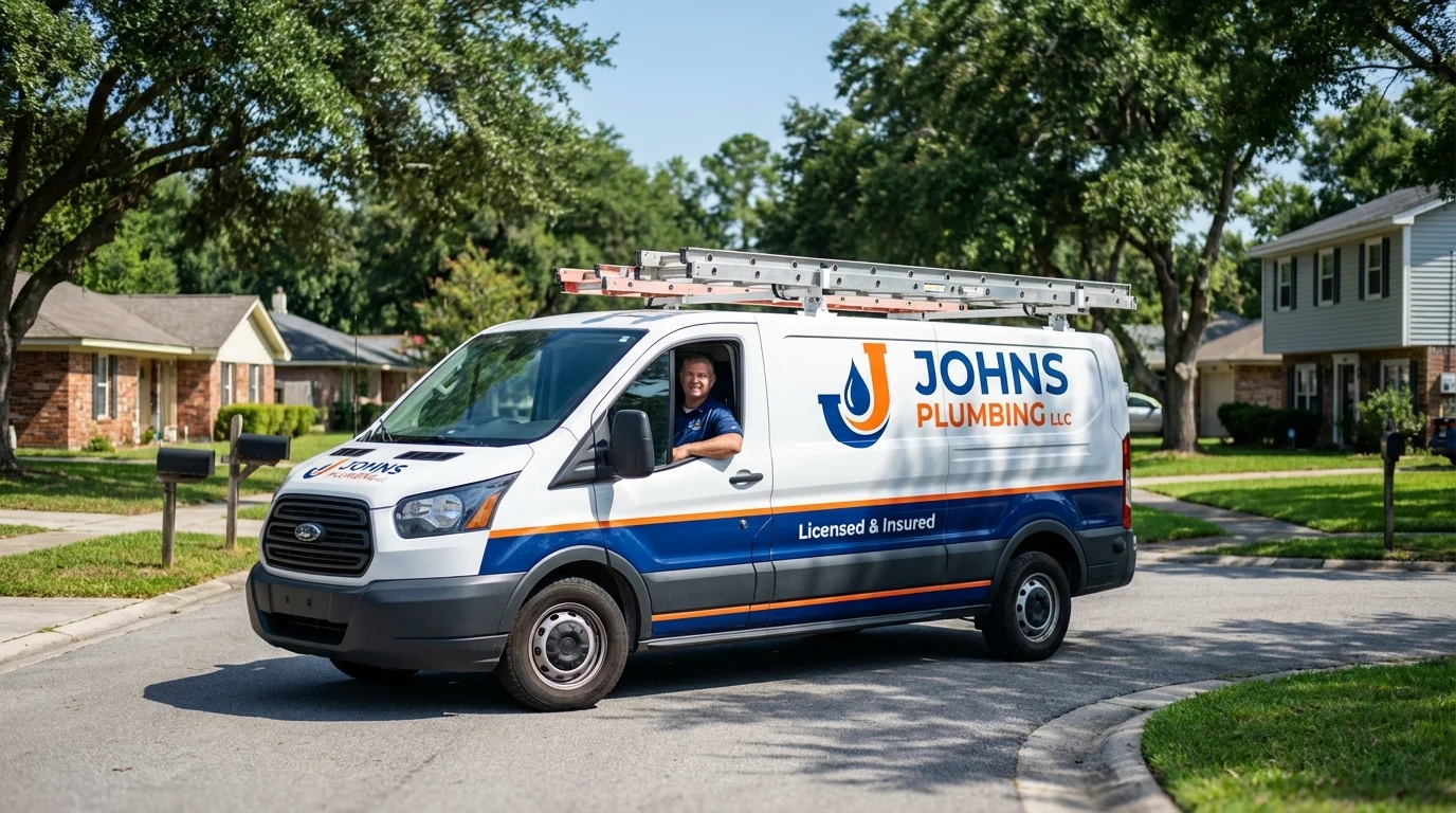 Johns Plumbing LLC service van in Coloma, MI
